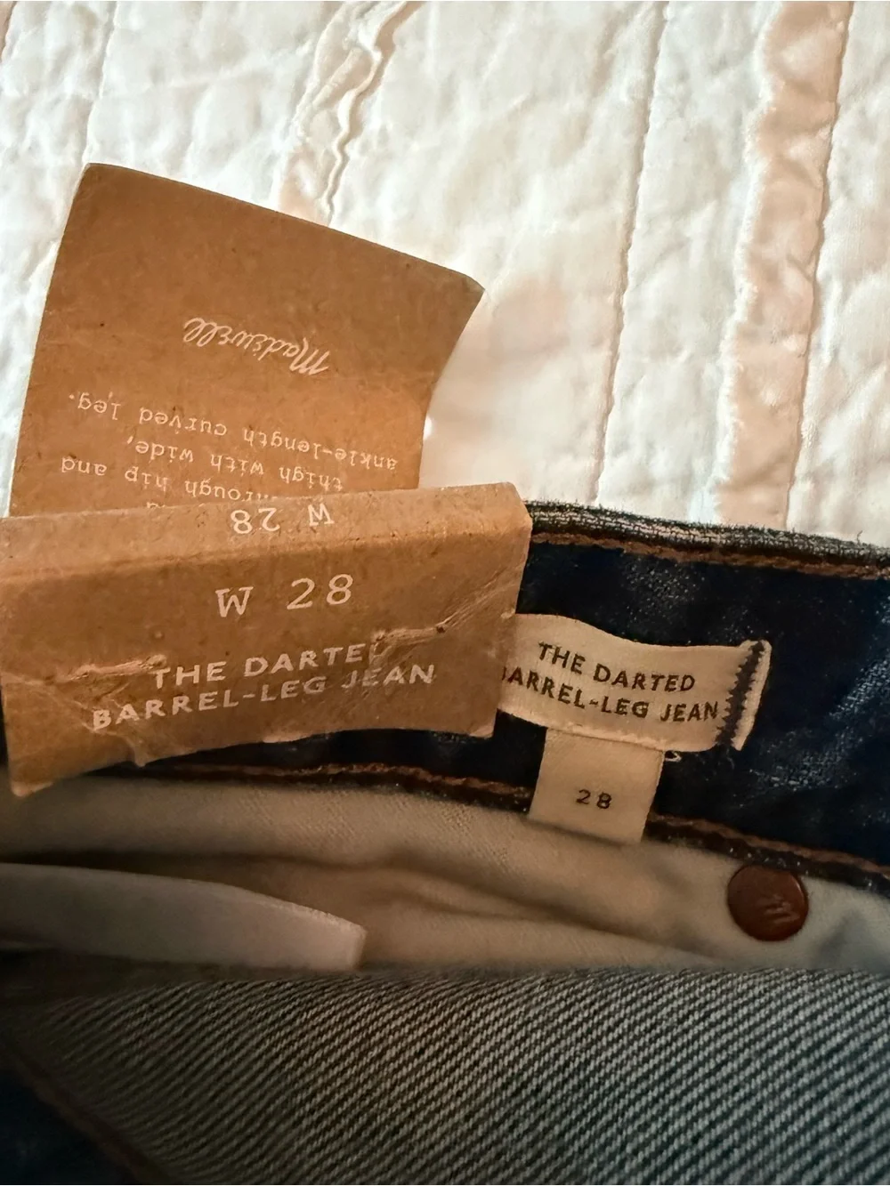 NWT Madewell Darted Barrel Leg Jean 28 Irmo Wash Rigid - Picture 12 of 14